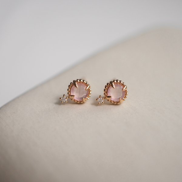 LOUISA Earrings - Rose Quartz in 14K Yellow Gold