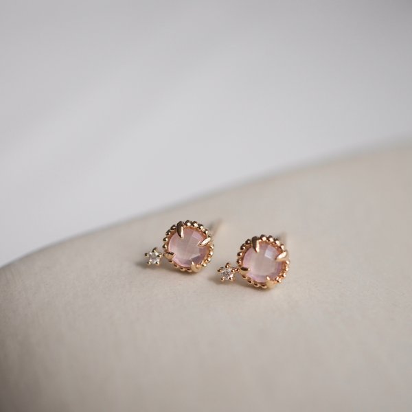 LOUISA Earrings - Rose Quartz in 14K Yellow Gold