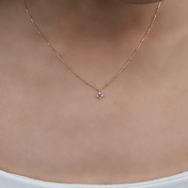 DAWN Necklace - Ruby in 14K Yellow Gold