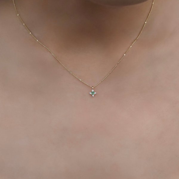 DAWN Necklace - Emerald in 14K Yellow Gold