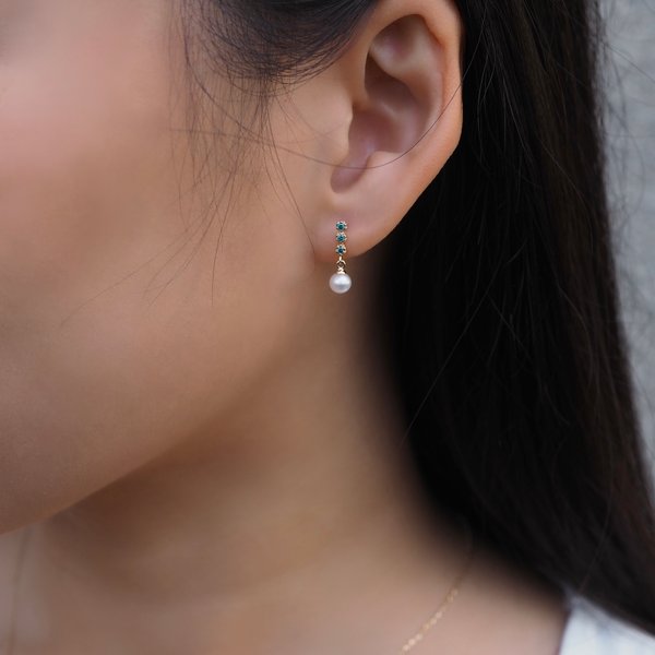 CASSIE Earrings - Blue Diamond in 14K Yellow Gold