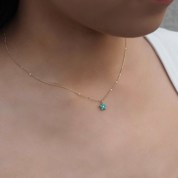 ANTHEA Necklace - Turquoise in 14K Yellow Gold