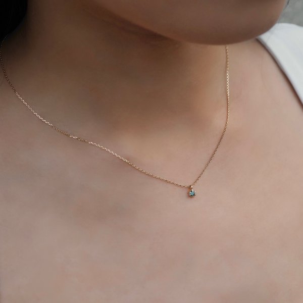 JANELLE Necklace - Blue Diamond in 14K Yellow Gold