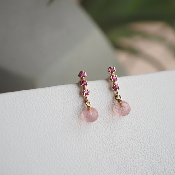 CASSIE Earrings - Ruby in 14K Yellow Gold