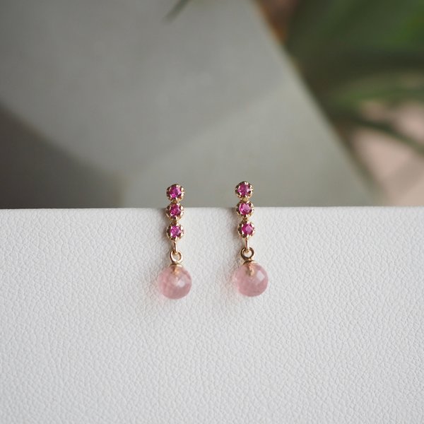 CASSIE Earrings - Ruby in 14K Yellow Gold