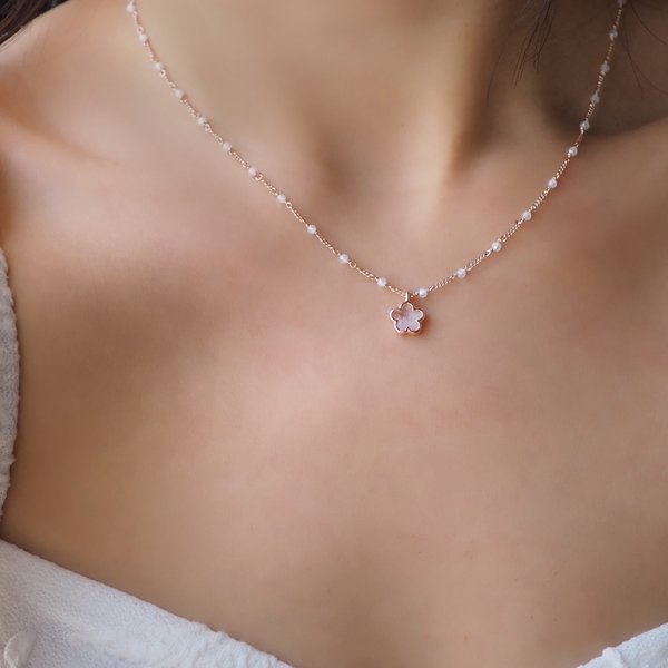 FLEUR Necklace - Moonstone (Rose Gold)