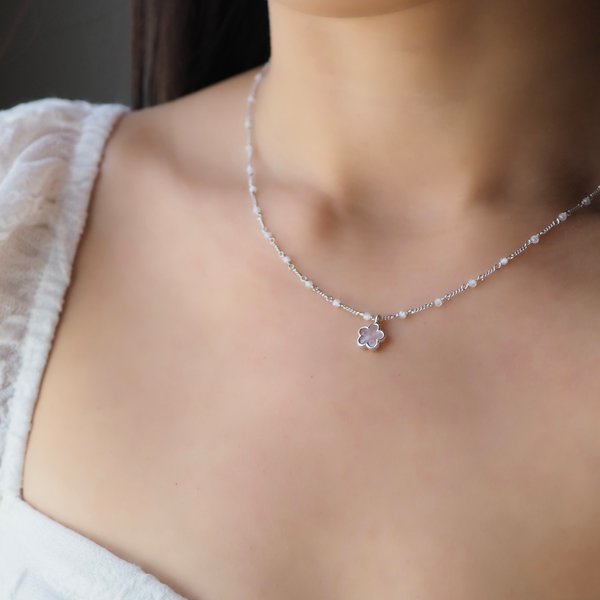 FLEUR Necklace - Moonstone (Silver)