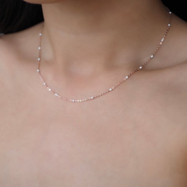 GLACE Necklace - White Enamel (Rose Gold)