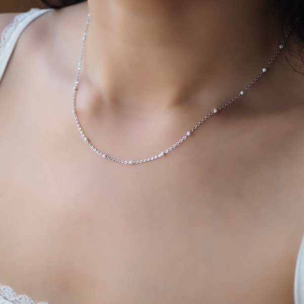 GLACE Necklace - White Enamel (Silver)