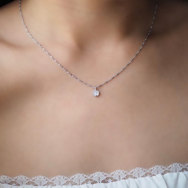 ROSETTE Necklace - Moonstone (Silver)