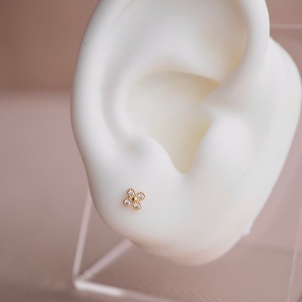 MAE 14K Gold Barbell Earring (Single)