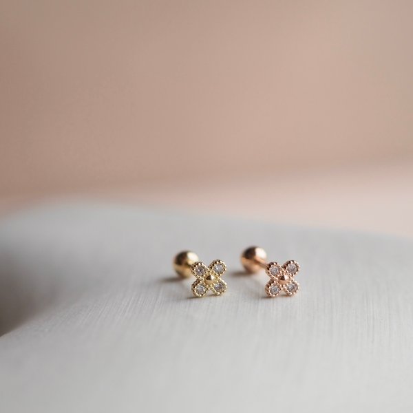 MAE 14K Gold Barbell Earring (Single)