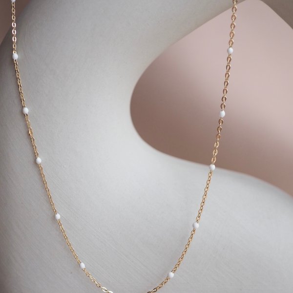 GLACE Necklace - White Enamel (Yellow Gold)