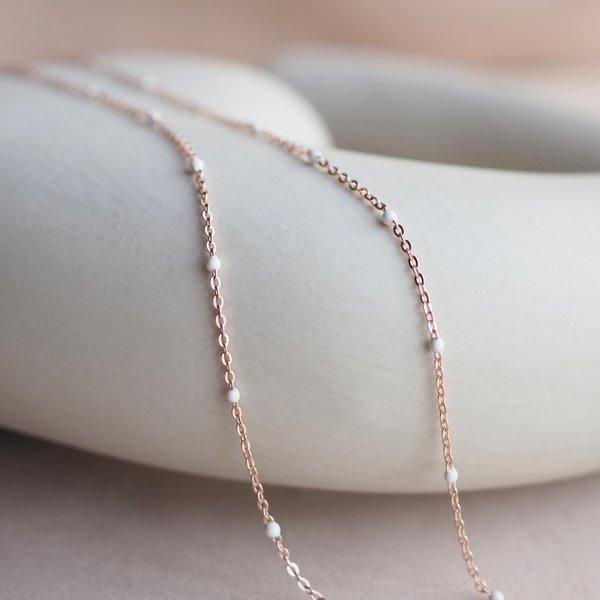 GLACE Necklace - White Enamel (Rose Gold)