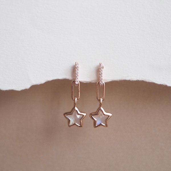 SOLIS Earrings - Moonstone (Rose Gold)