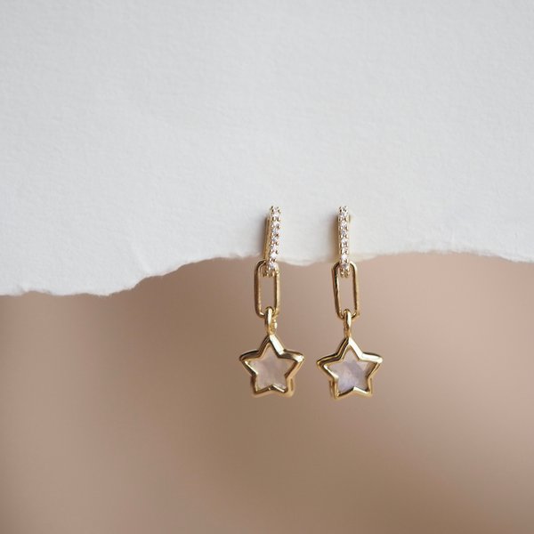SOLIS Earrings - Moonstone (Yellow Gold)