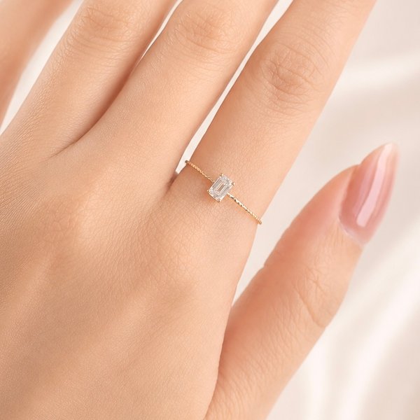 14KYG Lab Grown Diamond Ring - Baguette