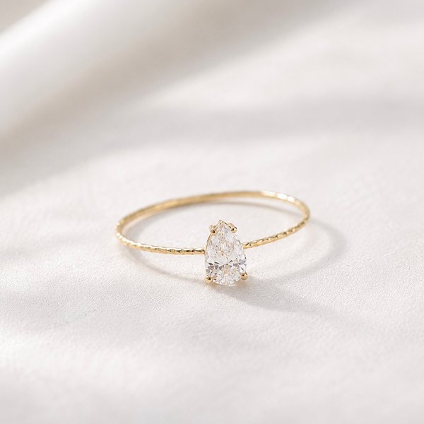 14KYG Lab Grown Diamond Ring - Pear