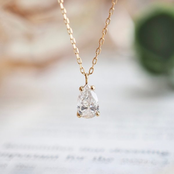 14KYG Lab Grown Diamond Necklace - Pear