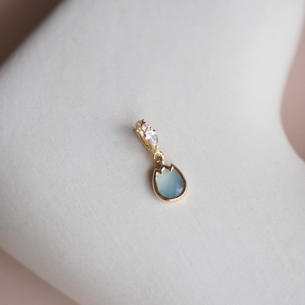 FREYA Charm Pendant - Blue Chalcedony