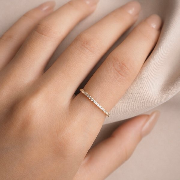 JEN Half Eternity Ring - White Topaz (Yellow Gold)