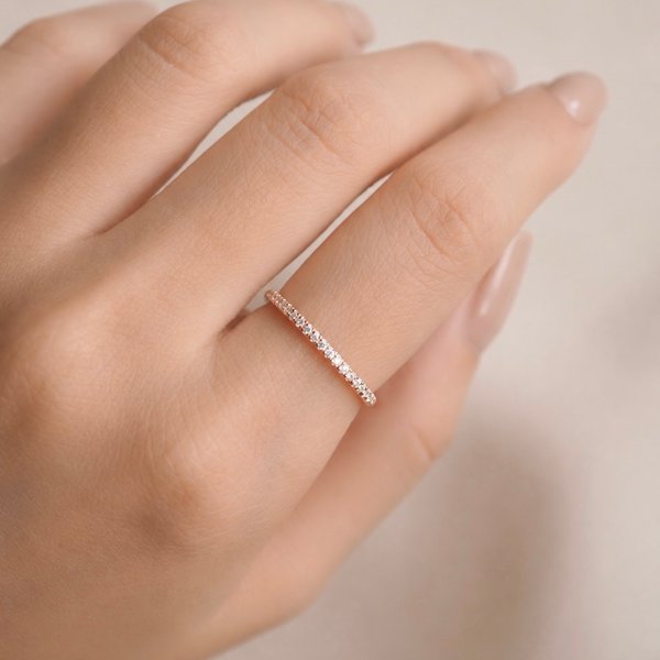 JEN Half Eternity Ring - White Topaz (Rose Gold)