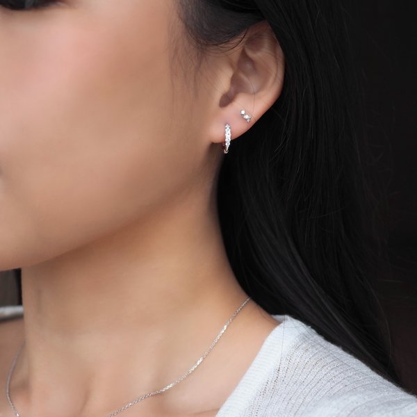 ESTHER Huggies - White Topaz (Silver)