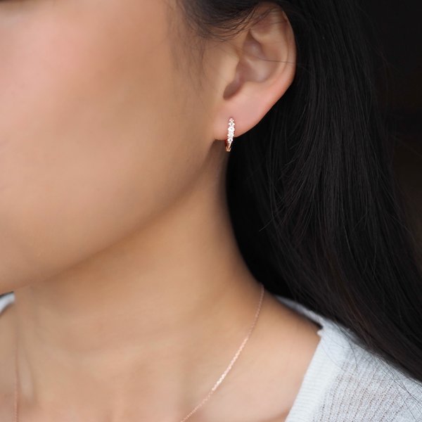 ESTHER Huggies - White Topaz (Rose Gold)