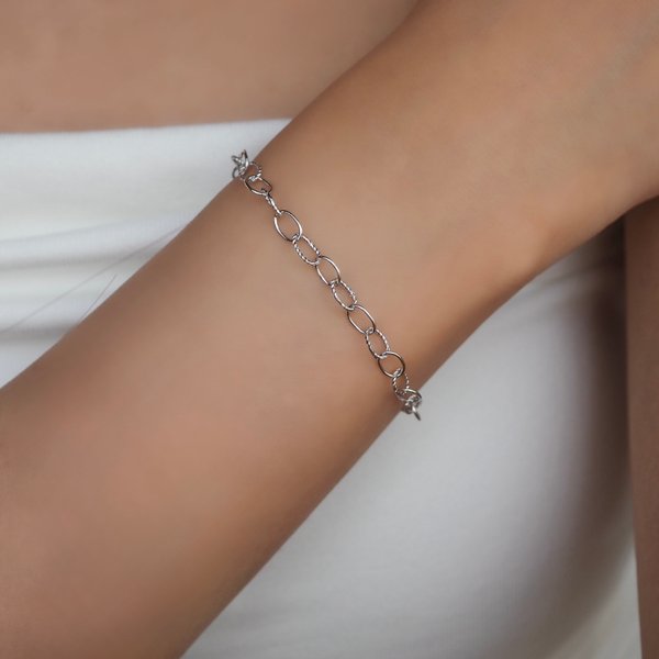 OVAL Link Chain Bracelet - 925 Silver