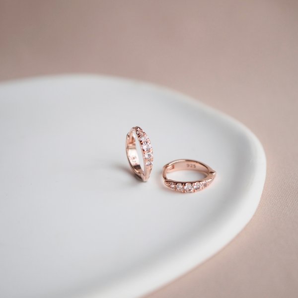 ESTHER Huggies - White Topaz (Rose Gold)