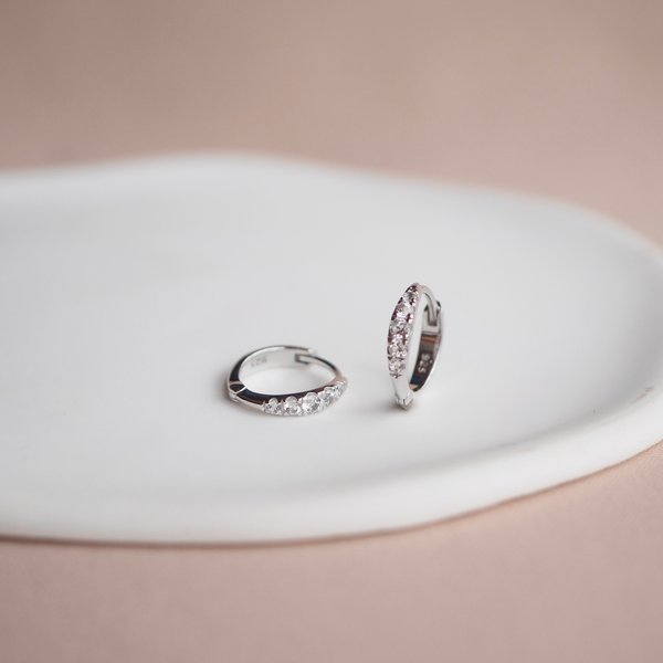 ESTHER Huggies - White Topaz (Silver)