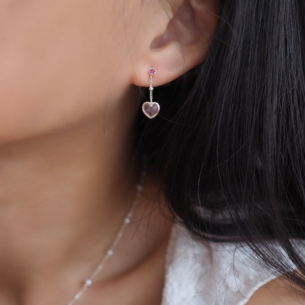 ALBY Earrings - Strawberry Quartz (Silver)