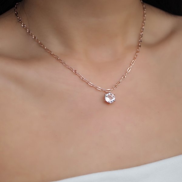 DANELLE Necklace - Clear Quartz (Rose gold)