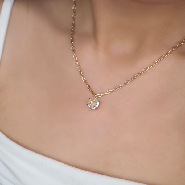 DANELLE Necklace - Clear Quartz (Yellow gold)