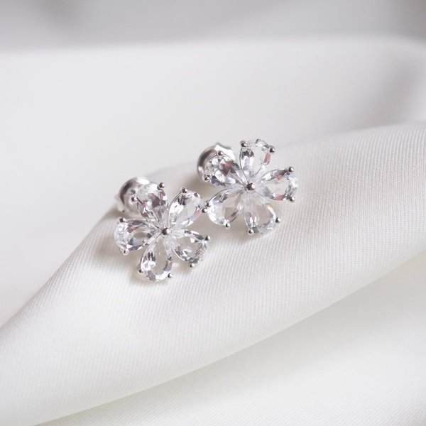 MELISSA Earrings - Clear Quartz (Silver)