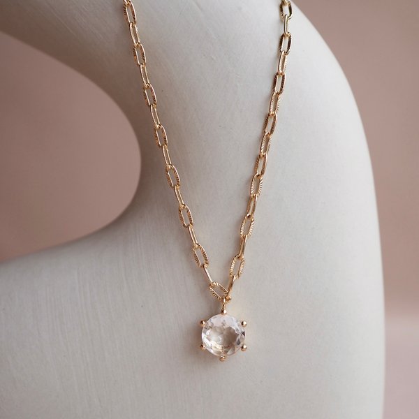 DANELLE Necklace - Clear Quartz (Yellow gold)