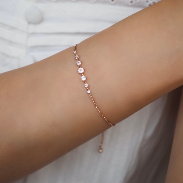 EUNICE Bracelet - White Topaz (Rose Gold)