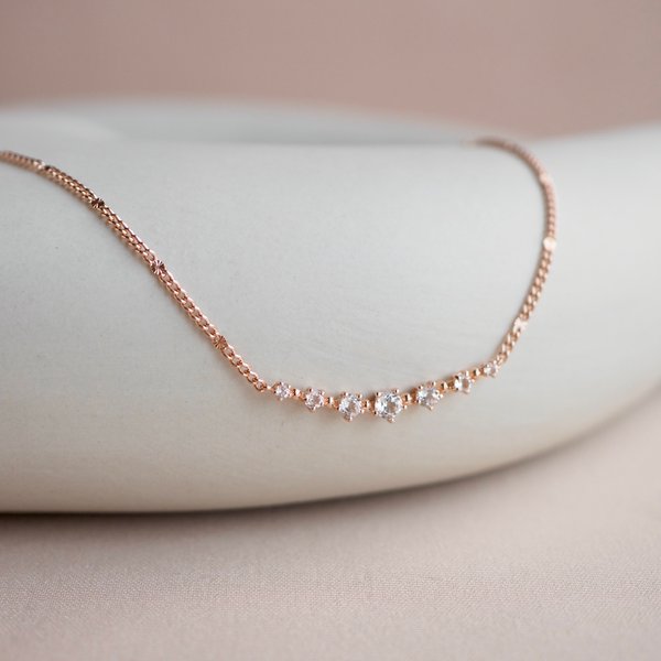 EUNICE Necklace - White Topaz (Rose Gold)