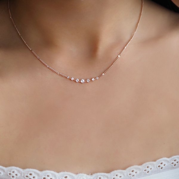 EUNICE Necklace - White Topaz (Rose Gold)