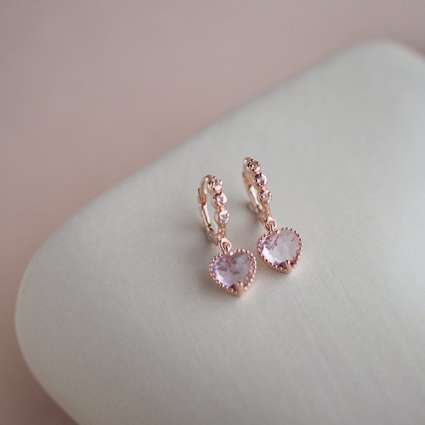 SERENA Huggies - Pink Amethyst (Rose Gold)