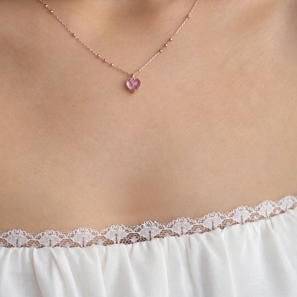 SERENA Necklace - Pink Amethyst (Rose Gold)
