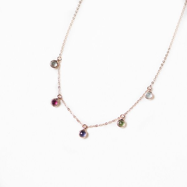Aria Necklace - Multi Stones in Rose Gold