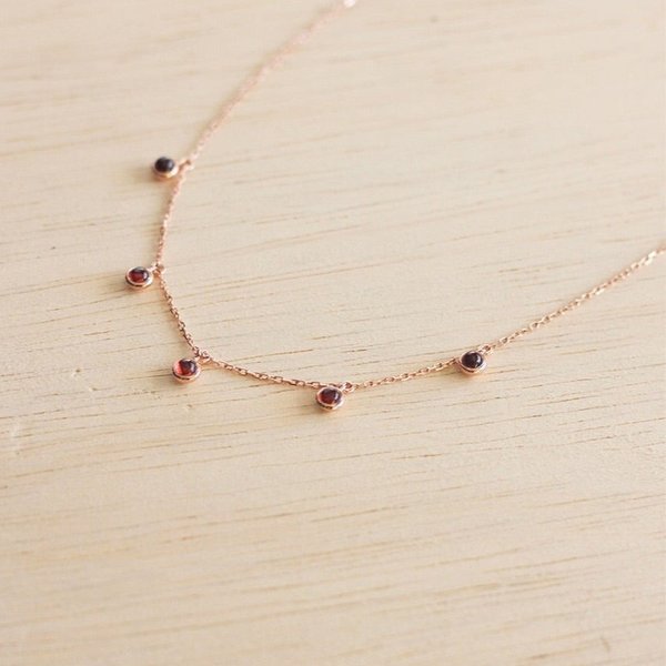 Aria Necklace - Red Garnet in Rose Gold