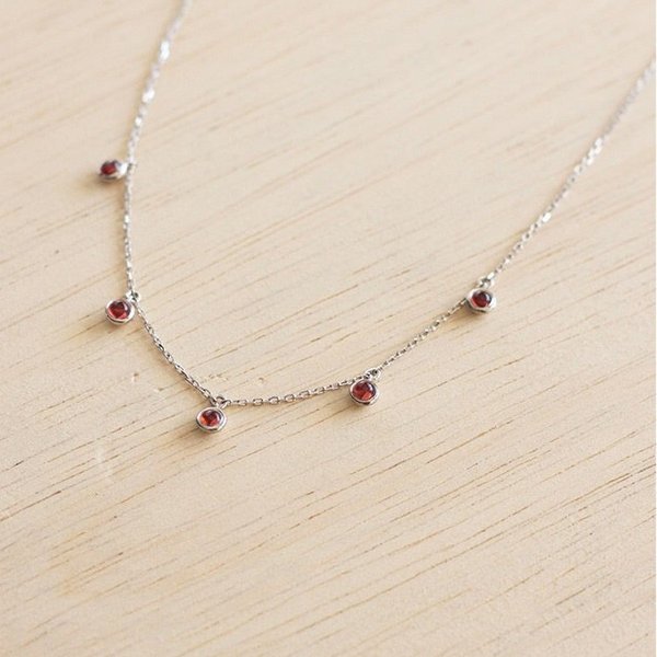 Aria Necklace - Red Garnet in Silver