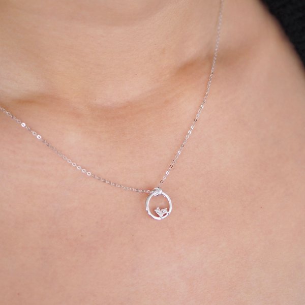 Love Knot Diamond Necklace - 18K White Gold