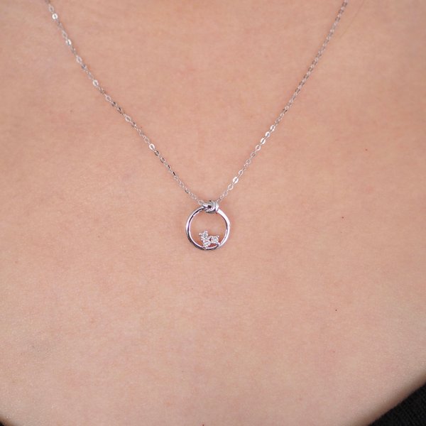 Love Knot Diamond Necklace - 18K White Gold