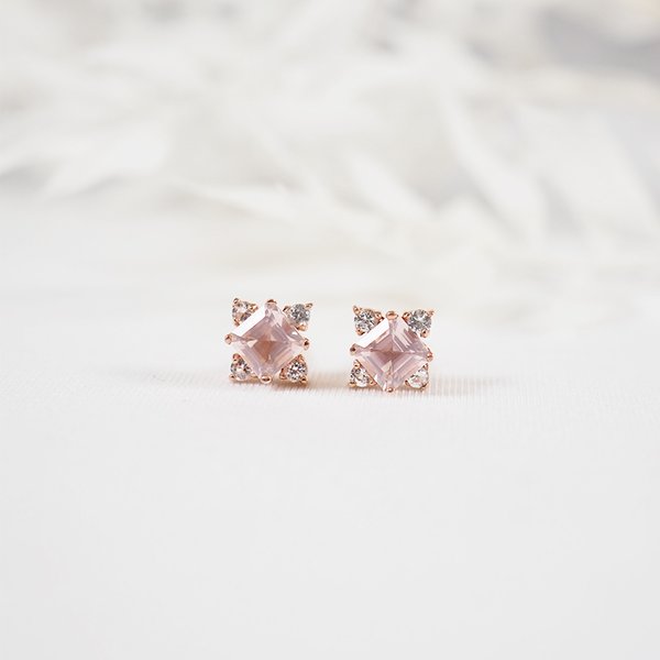 Mini EIRA Earrings - Rose Quartz (Rose Gold)
