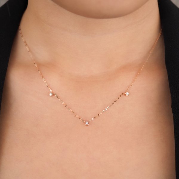 ELKA Diamond Necklace - 18K Rose Gold