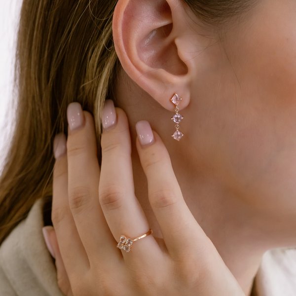 QUINCY Earrings - Rose Quartz